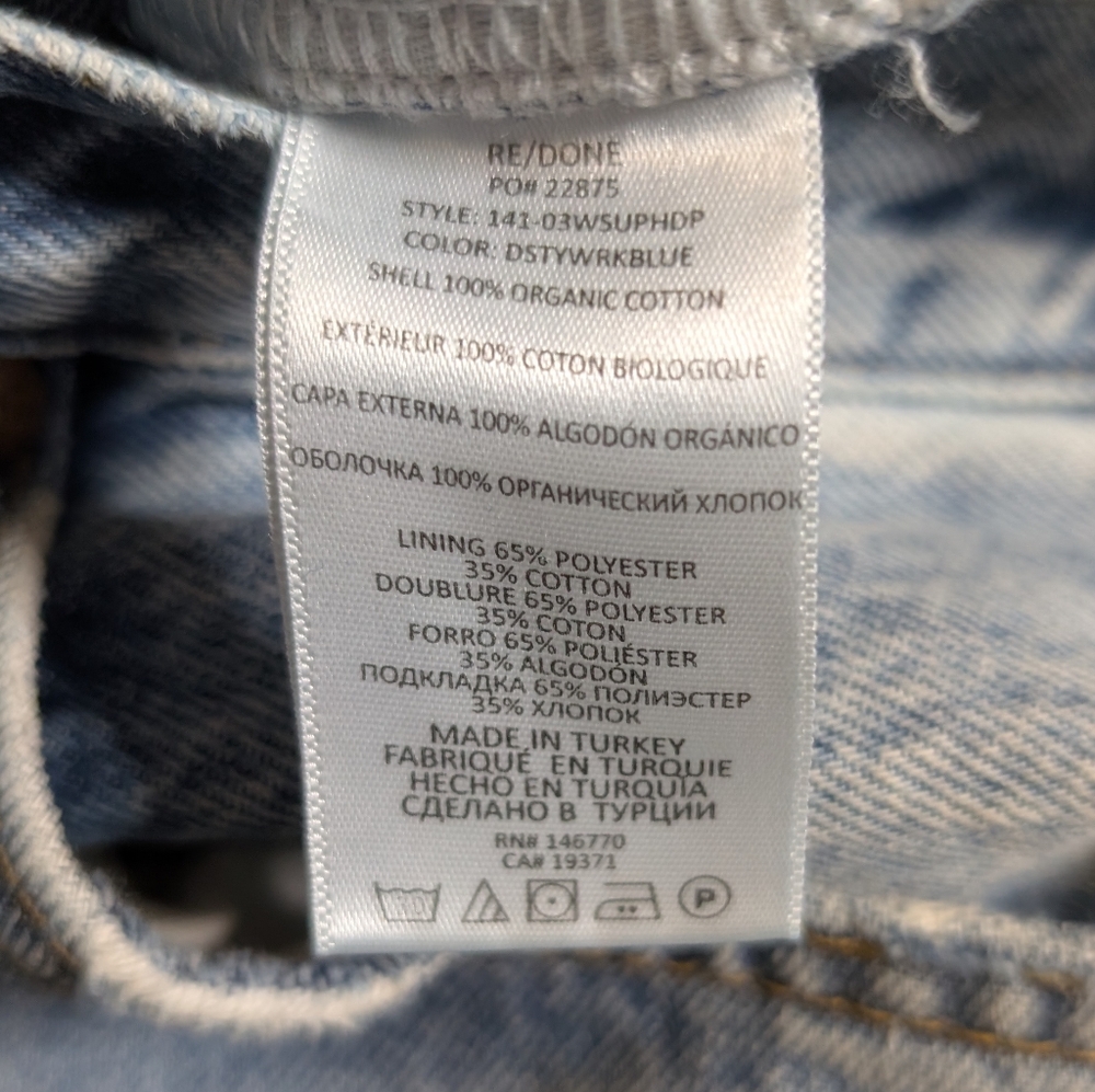Re/Done High Rise Ripped Straight Leg Jeans Size 32 - Picture 8 of 10